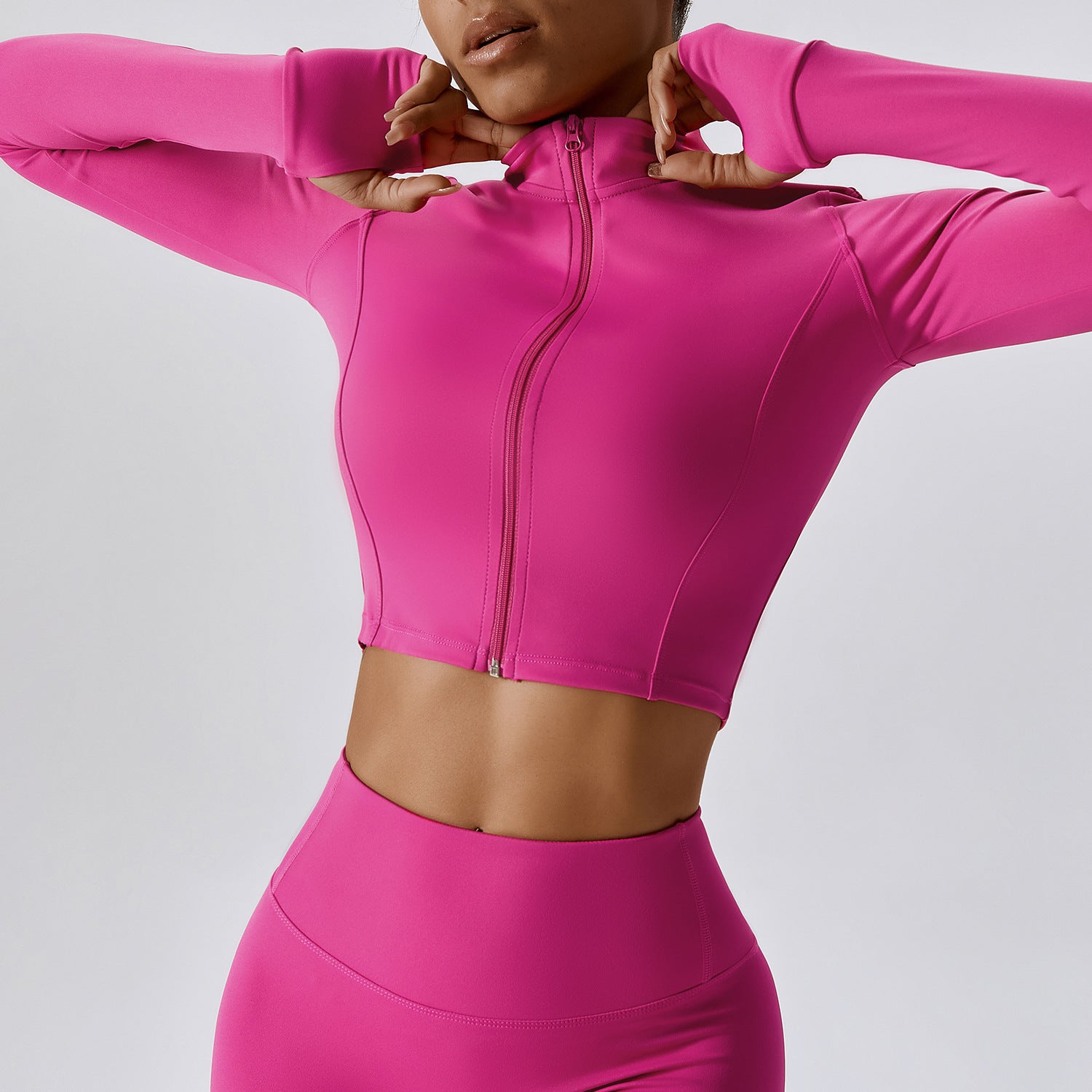 Zipper outdoor running sports yoga jacket slim fitness long sleeve jacket girls quick-drying yoga clothes