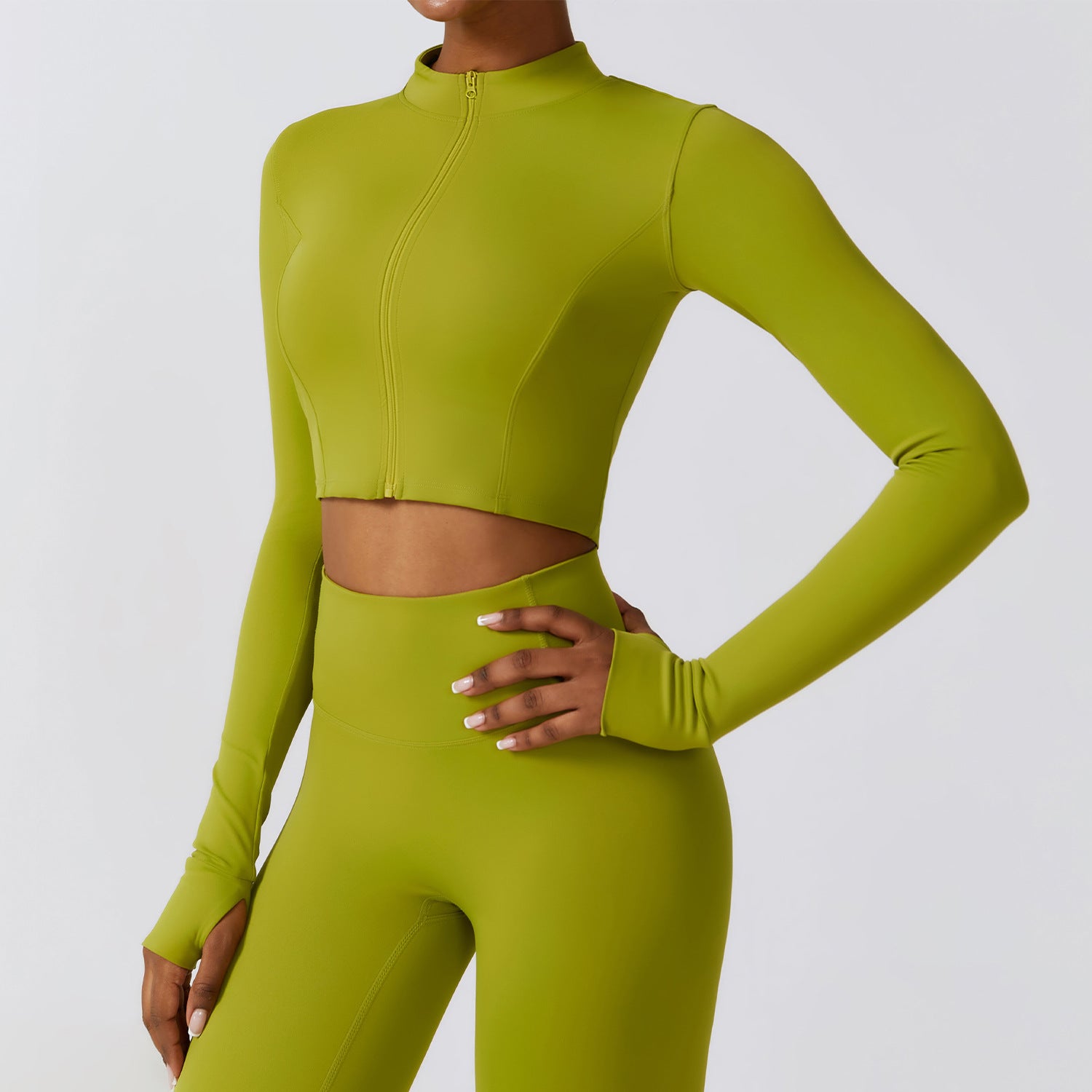 Zipper outdoor running sports yoga jacket slim fitness long sleeve jacket girls quick-drying yoga clothes