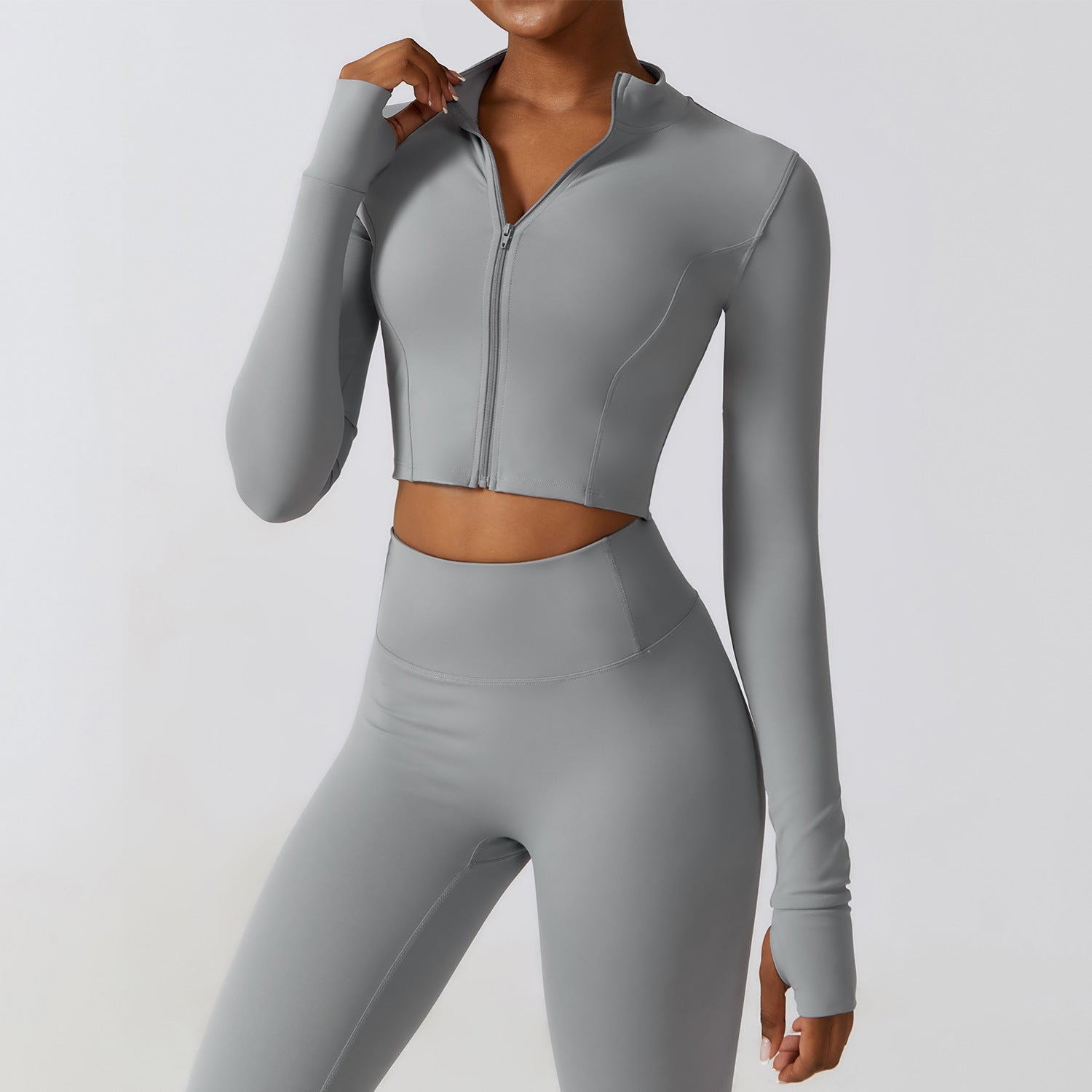 Zipper outdoor running sports yoga jacket slim fitness long sleeve jacket girls quick-drying yoga clothes
