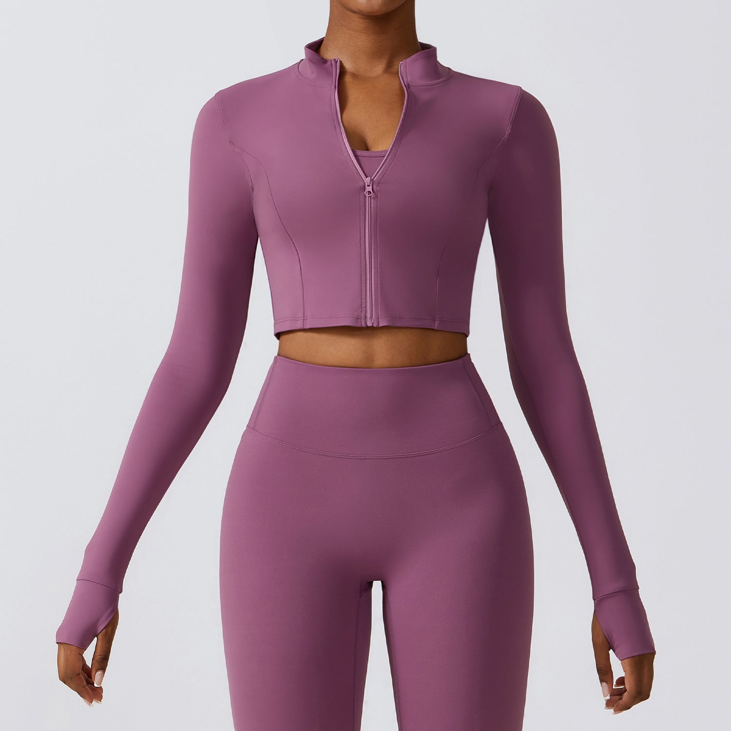 Zipper outdoor running sports yoga jacket slim fitness long sleeve jacket girls quick-drying yoga clothes