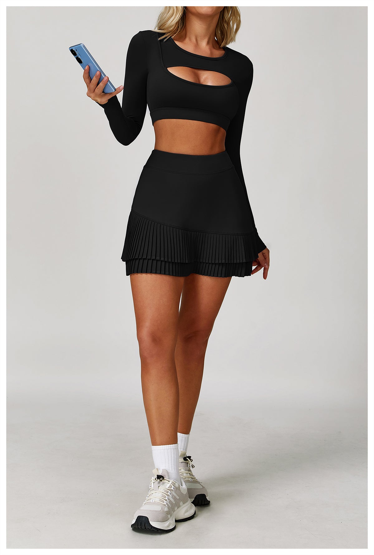 Nude tight yoga long-sleeved shockproof sports hollow T-shirt running fitness yoga top