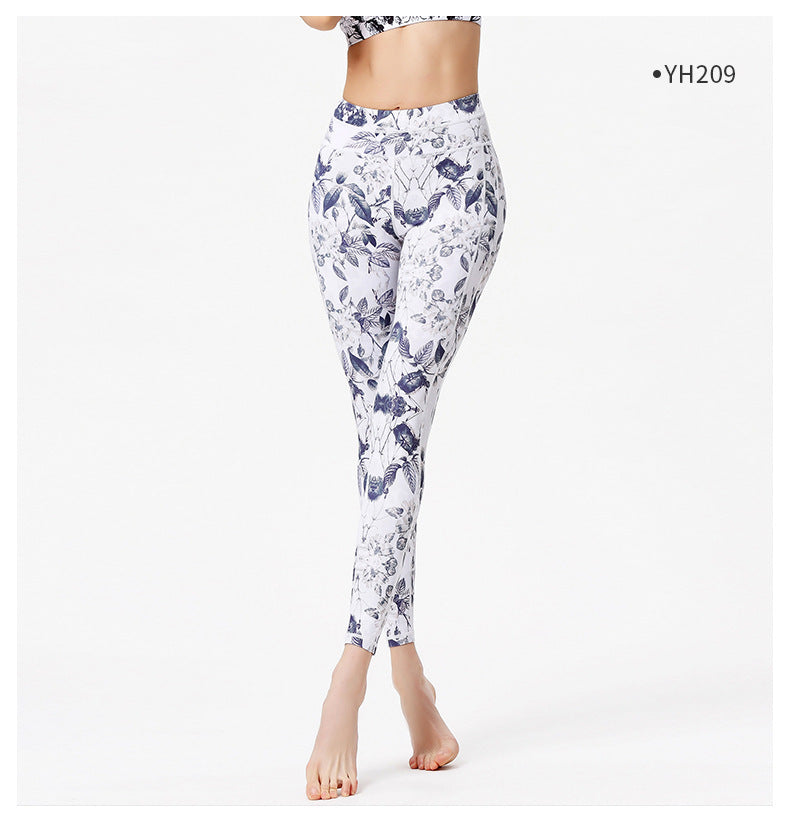 New style printed yoga pants women's sports fitness pants high waist tight fitness pants European and American yoga clothes