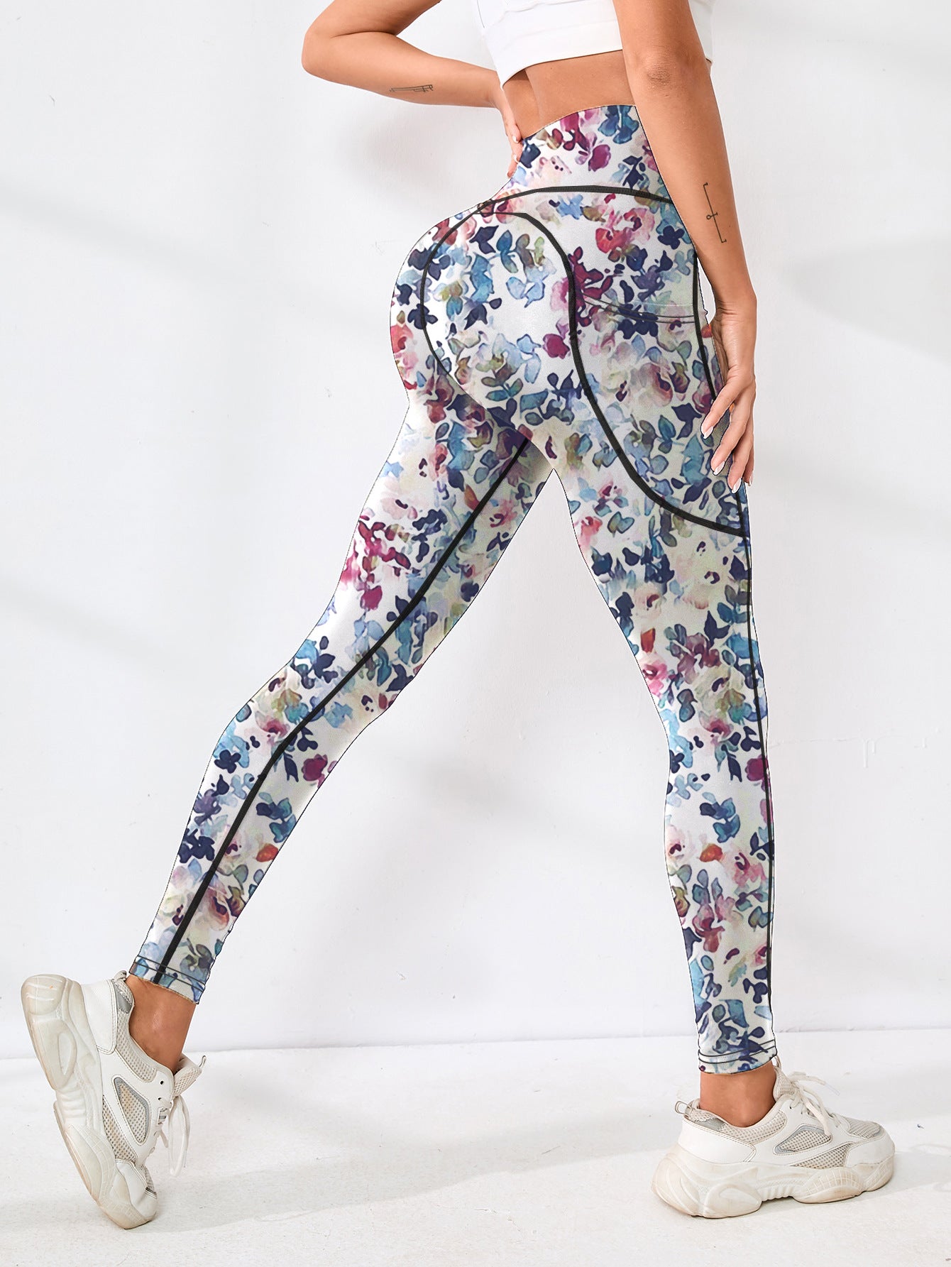 Rouge print new high waist soft and comfortable fashion fitness sports yoga pants leggings for outer wear