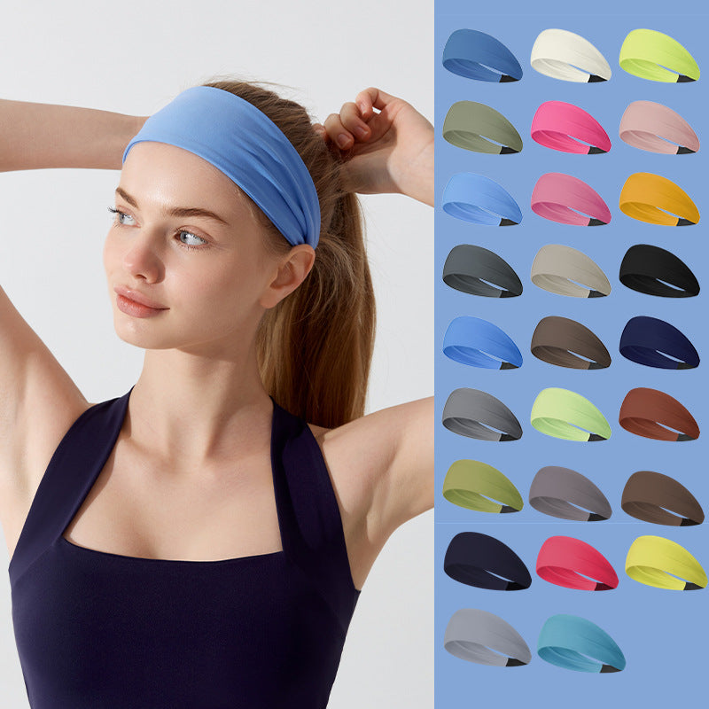 Elastic headband sports headband women's antiperspirant sweat absorption running fitness yoga bandana headband bundle headband women's wide brim