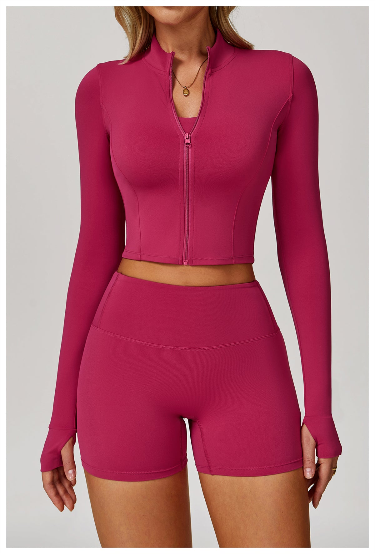 Zipper outdoor running sports yoga jacket slim fitness long sleeve jacket girls quick-drying yoga clothes