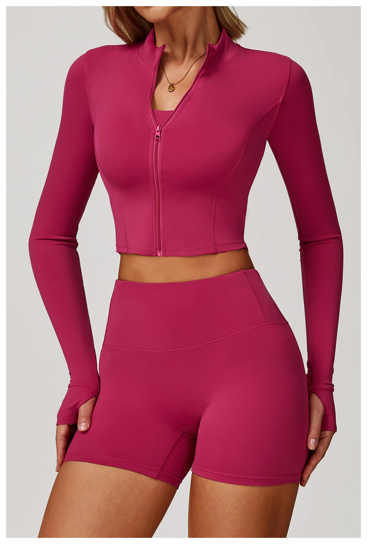 Zipper outdoor running sports yoga jacket slim fitness long sleeve jacket girls quick-drying yoga clothes