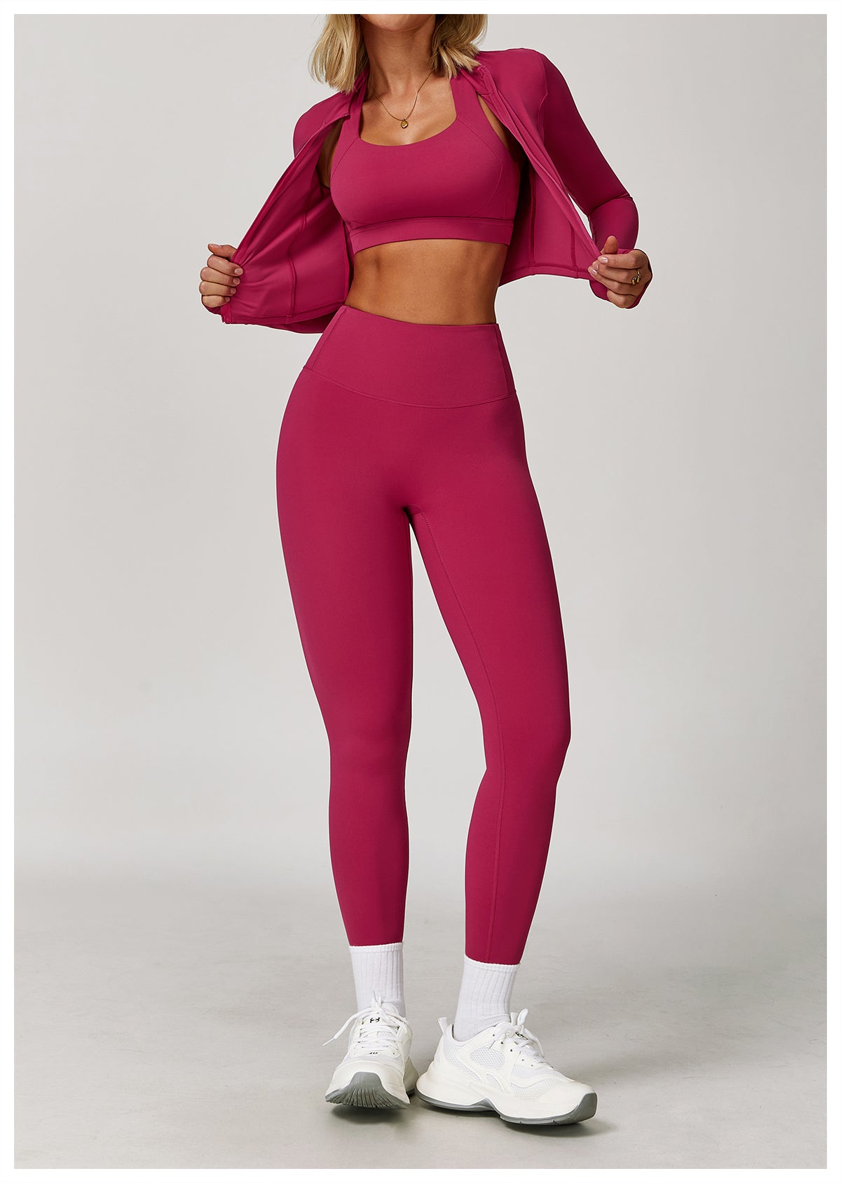 Zipper outdoor running sports yoga jacket slim fitness long sleeve jacket girls quick-drying yoga clothes