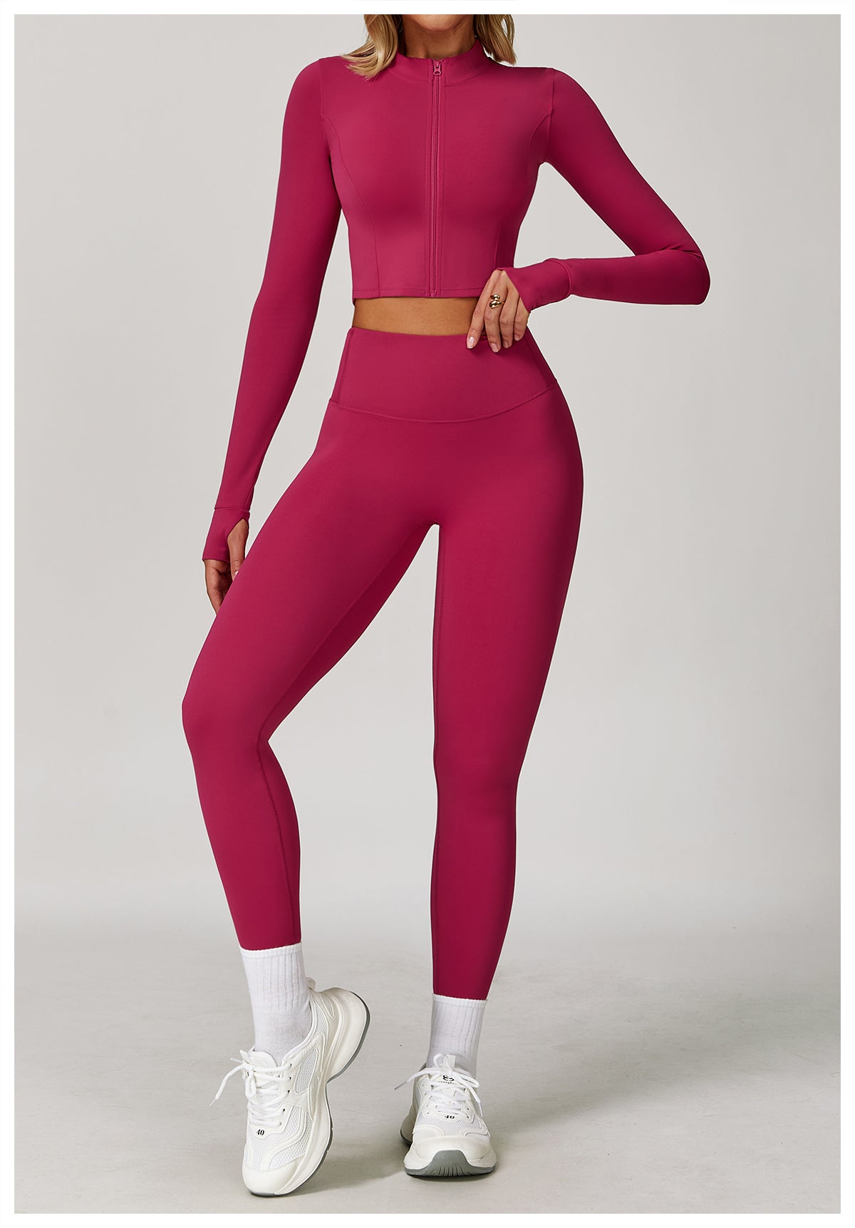 Zipper outdoor running sports yoga jacket slim fitness long sleeve jacket girls quick-drying yoga clothes