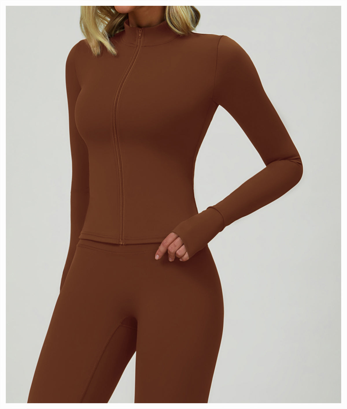 Zipper tight running sports tops breathable nude fitness jacket training quick-drying long-sleeved yoga clothes for women