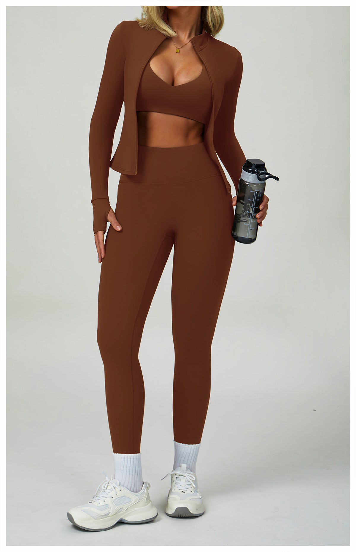 Zipper tight running sports tops breathable nude fitness jacket training quick-drying long-sleeved yoga clothes for women