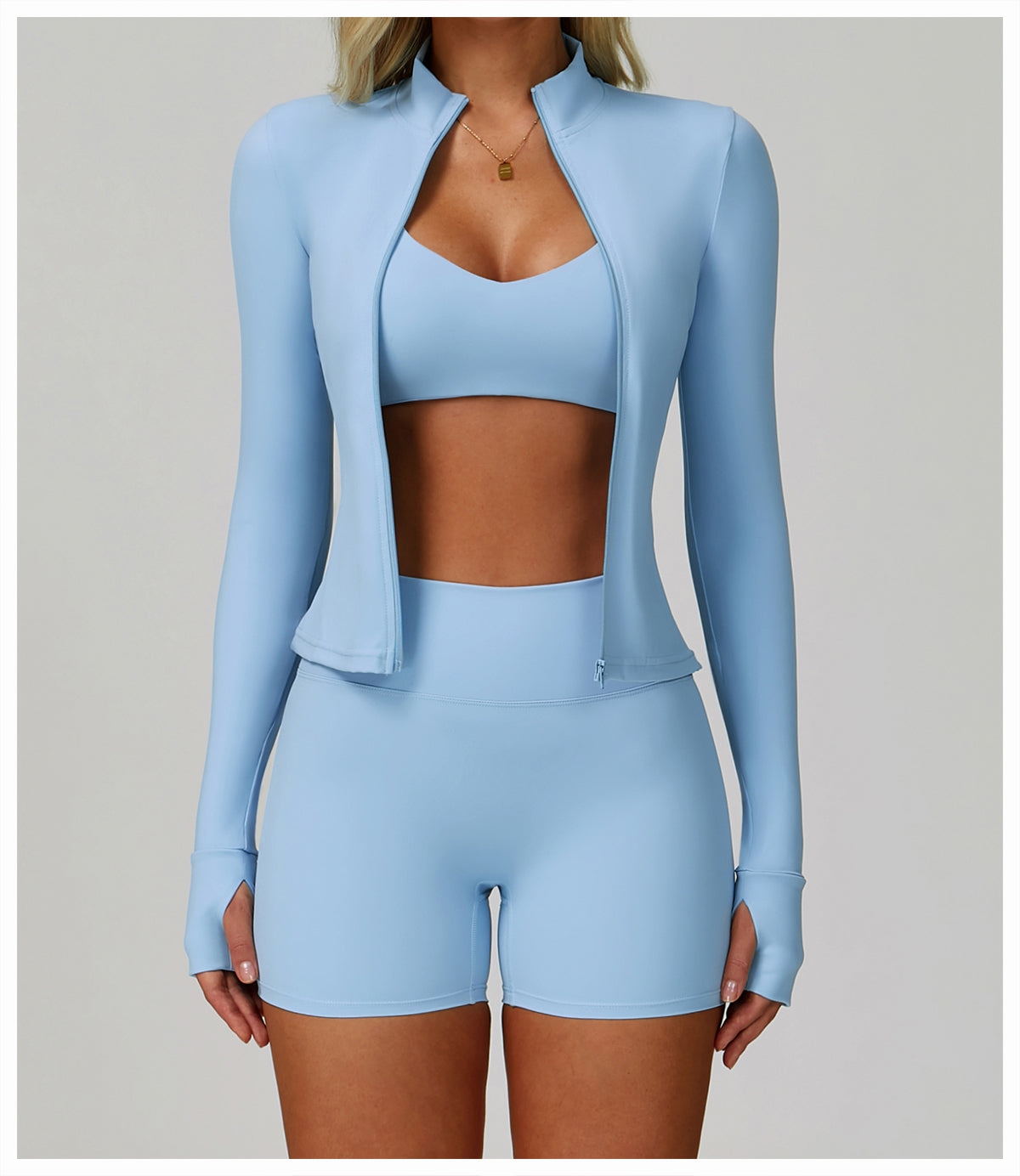 Zipper tight running sports tops breathable nude fitness jacket training quick-drying long-sleeved yoga clothes for women