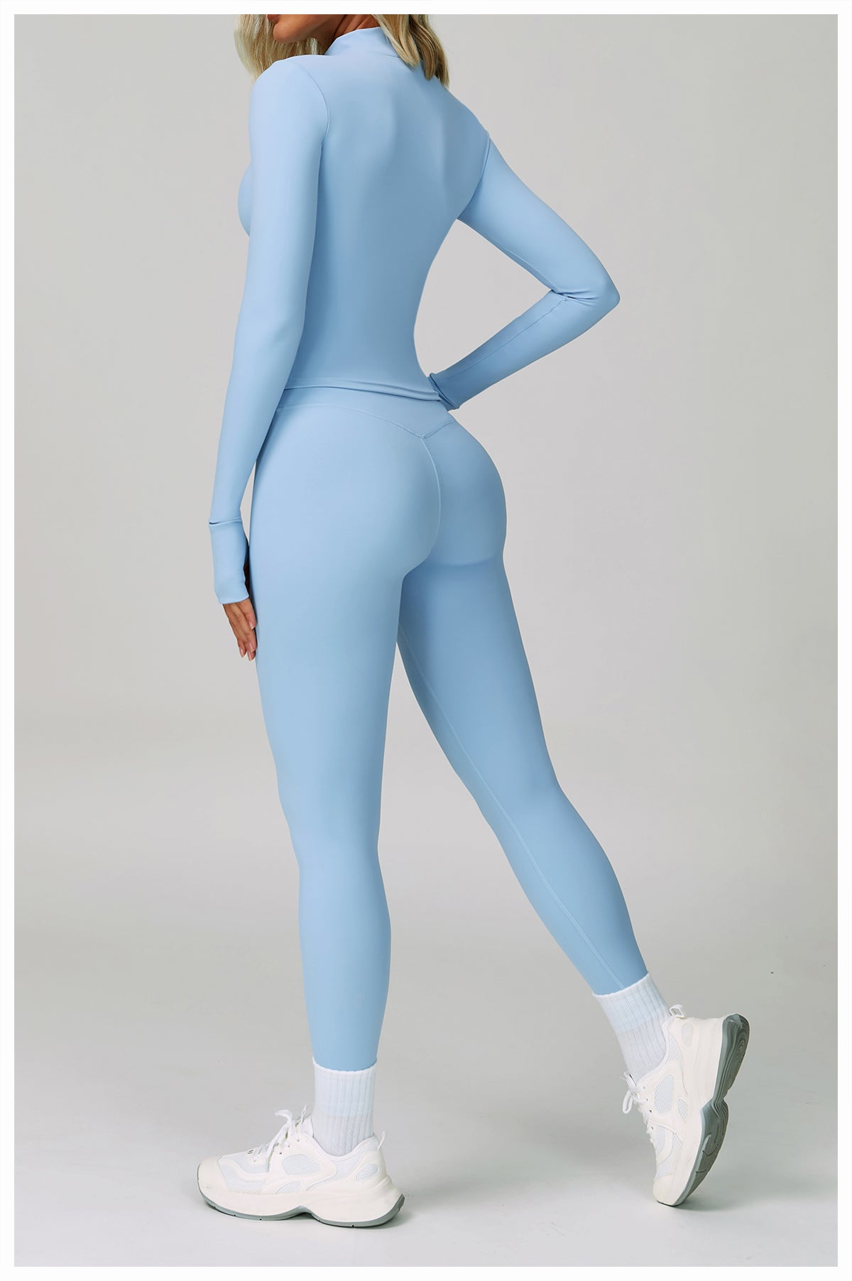Zipper tight running sports tops breathable nude fitness jacket training quick-drying long-sleeved yoga clothes for women