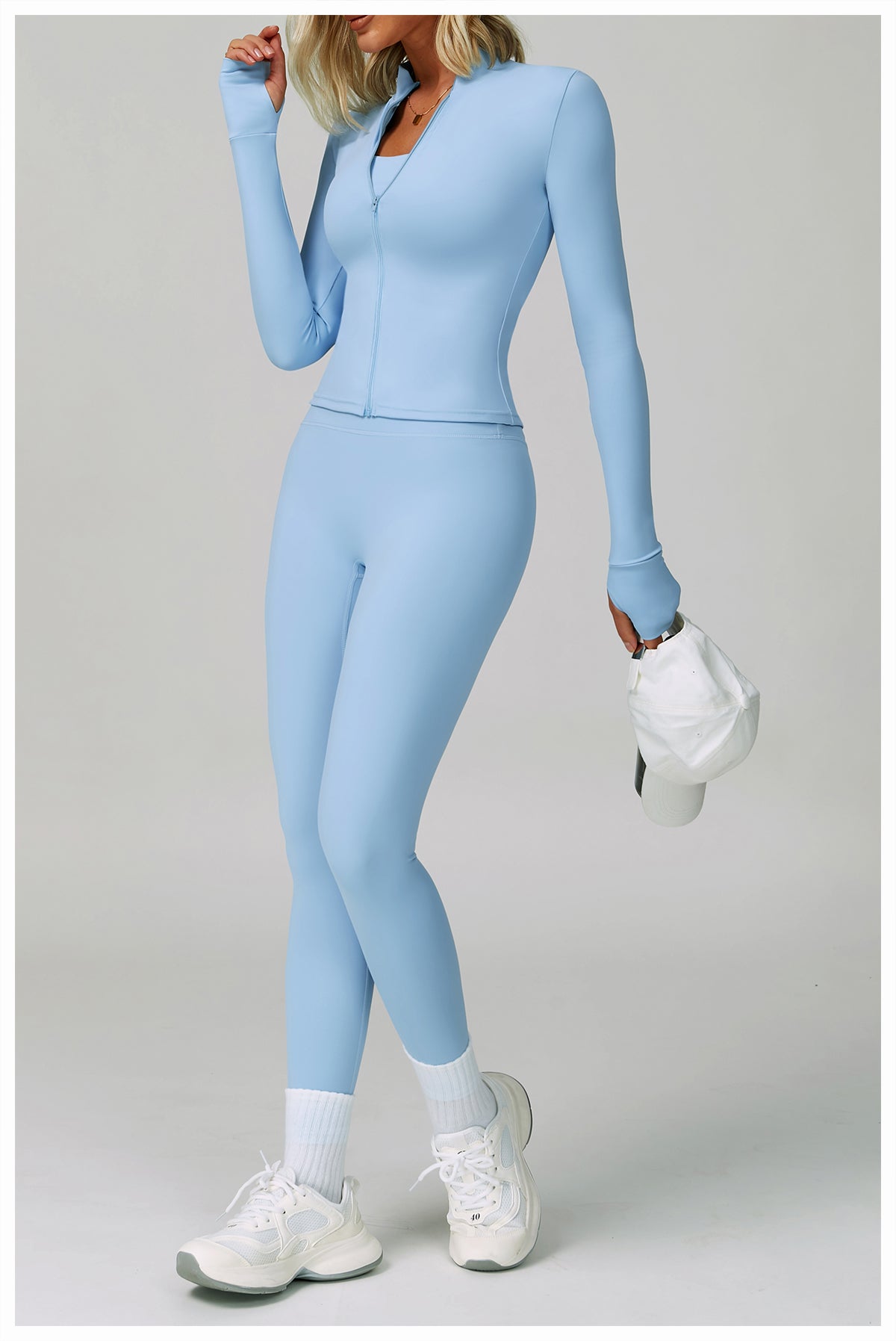 Zipper tight running sports tops breathable nude fitness jacket training quick-drying long-sleeved yoga clothes for women