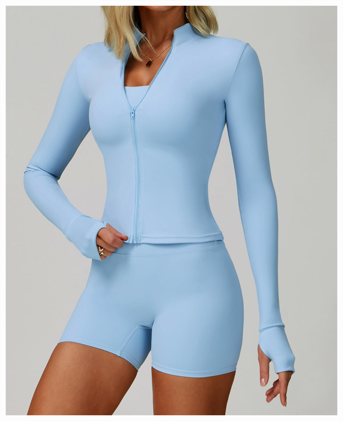 Zipper tight running sports tops breathable nude fitness jacket training quick-drying long-sleeved yoga clothes for women