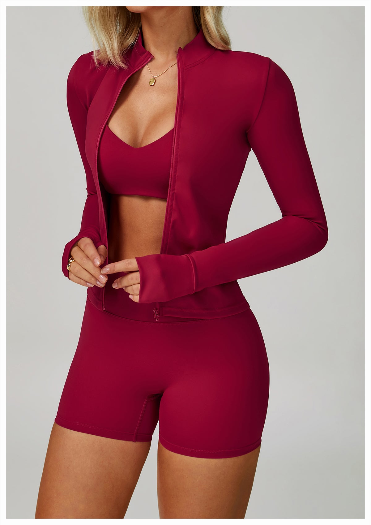 Zipper tight running sports tops breathable nude fitness jacket training quick-drying long-sleeved yoga clothes for women