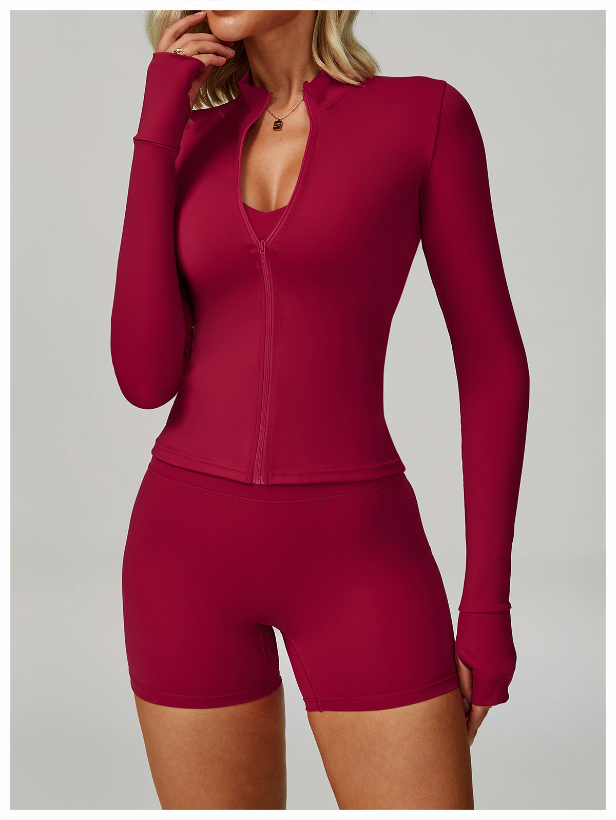 Zipper tight running sports tops breathable nude fitness jacket training quick-drying long-sleeved yoga clothes for women