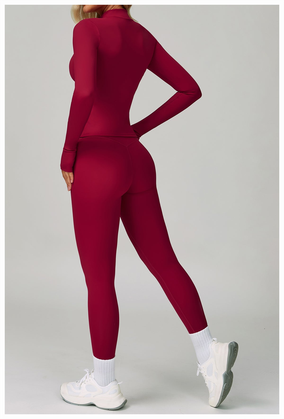 Zipper tight running sports tops breathable nude fitness jacket training quick-drying long-sleeved yoga clothes for women