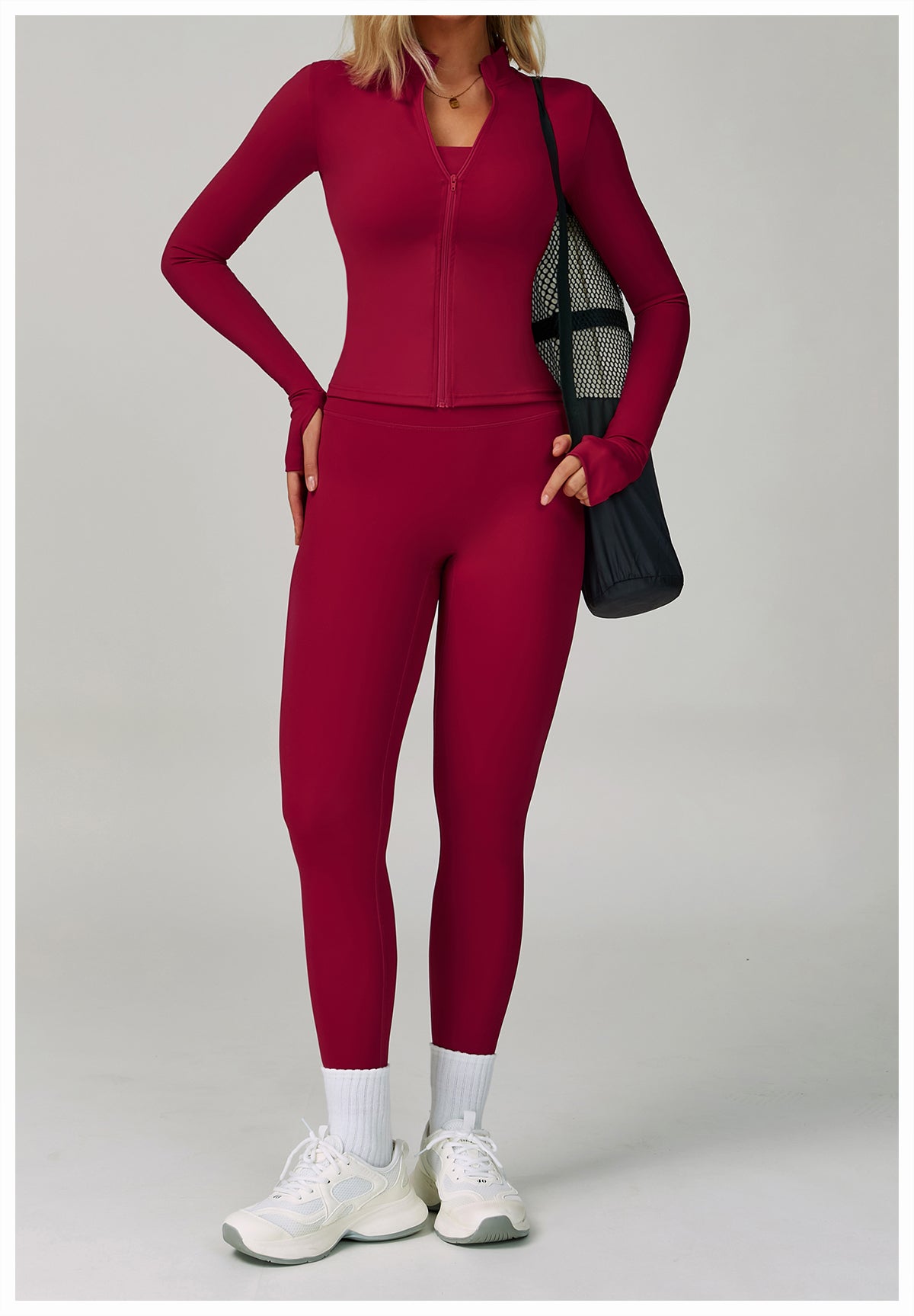 Zipper tight running sports tops breathable nude fitness jacket training quick-drying long-sleeved yoga clothes for women
