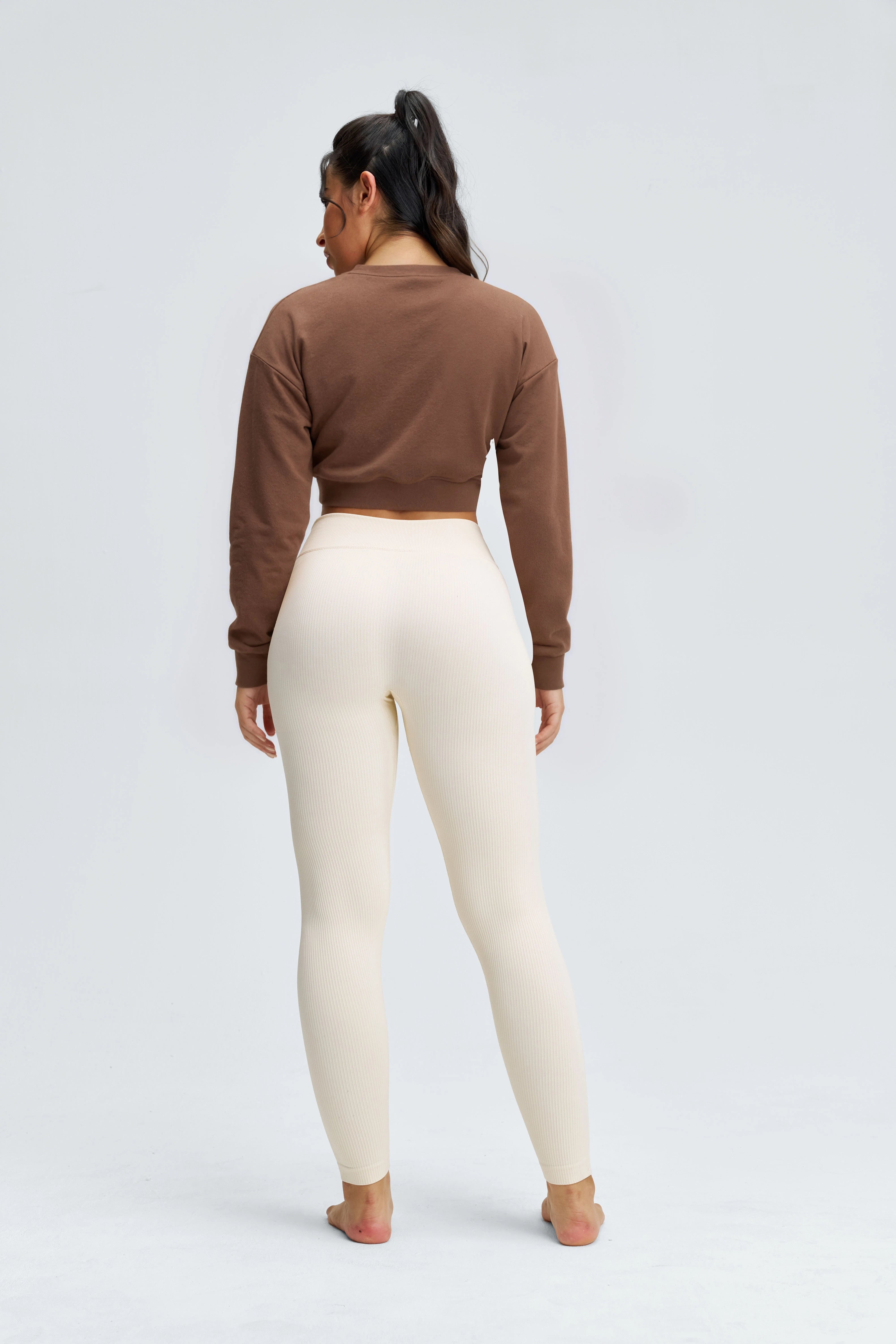 【Pre-sale 】Fameset Basic Crossover High-Waisted Ribbed Yoga Leggings