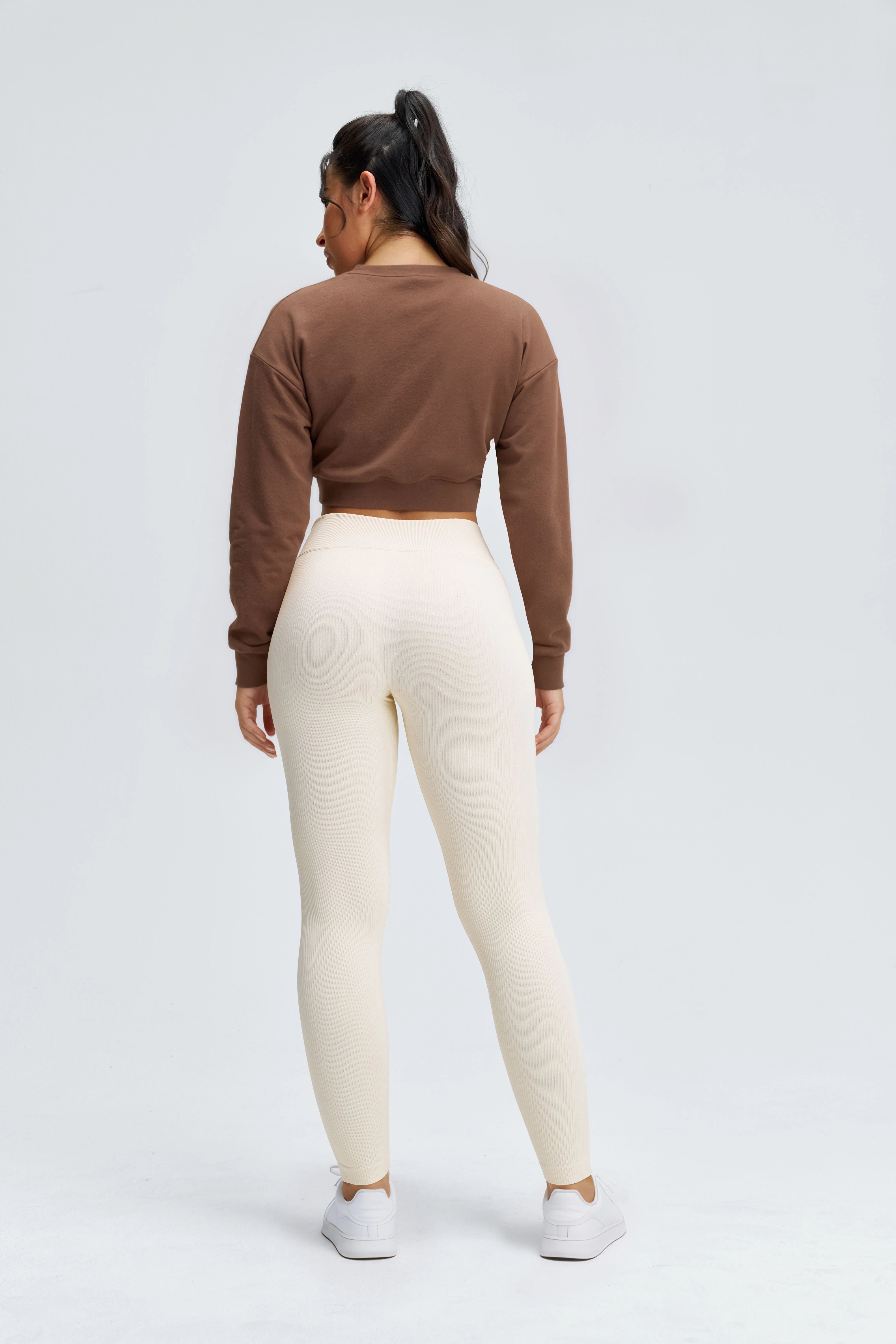 【Pre-sale 】Fameset Basic Crossover High-Waisted Ribbed Yoga Leggings