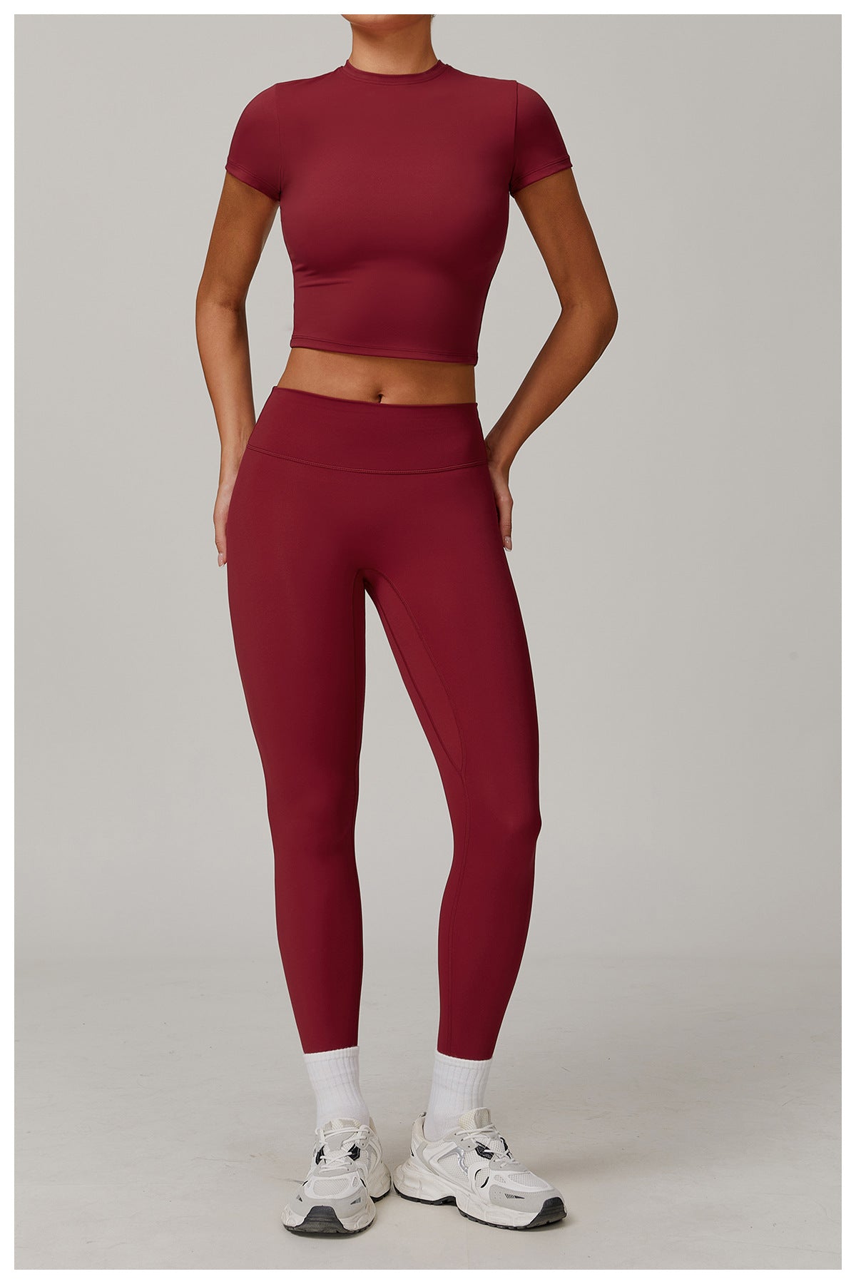 Tight-fitting sanded yoga T-shirt slim-fit versatile outdoor sports short-sleeved women's fitness yoga top