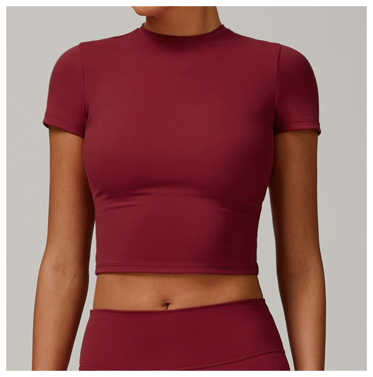 Tight-fitting sanded yoga T-shirt slim-fit versatile outdoor sports short-sleeved women's fitness yoga top