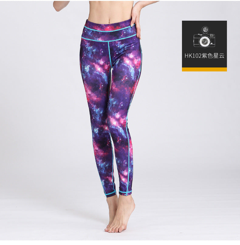 New style printed yoga pants women's sports fitness pants high waist tight fitness pants European and American yoga clothes