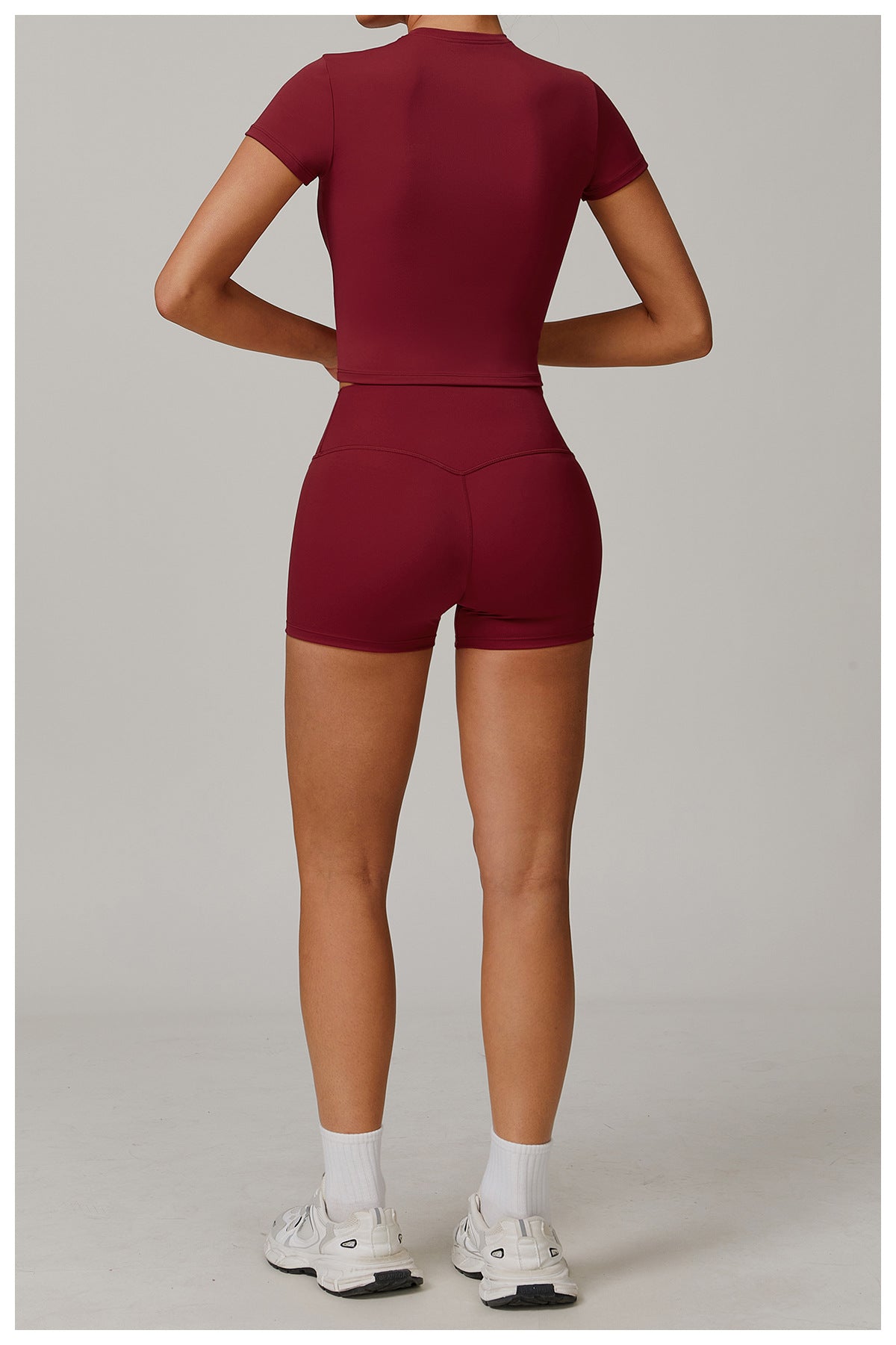 Tight-fitting sanded yoga T-shirt slim-fit versatile outdoor sports short-sleeved women's fitness yoga top
