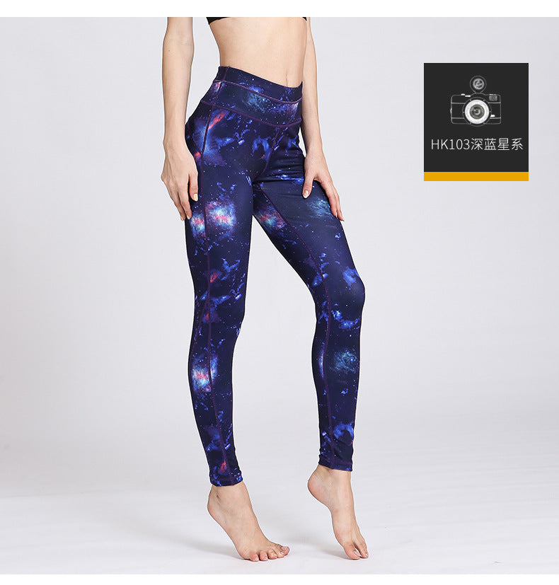 New style printed yoga pants women's sports fitness pants high waist tight fitness pants European and American yoga clothes
