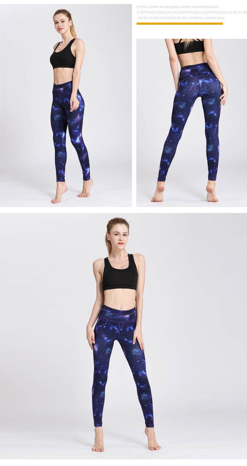 New style printed yoga pants women's sports fitness pants high waist tight fitness pants European and American yoga clothes