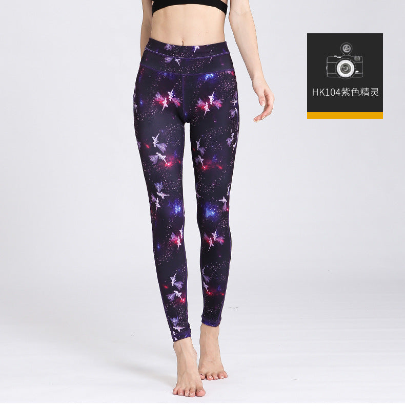 New style printed yoga pants women's sports fitness pants high waist tight fitness pants European and American yoga clothes