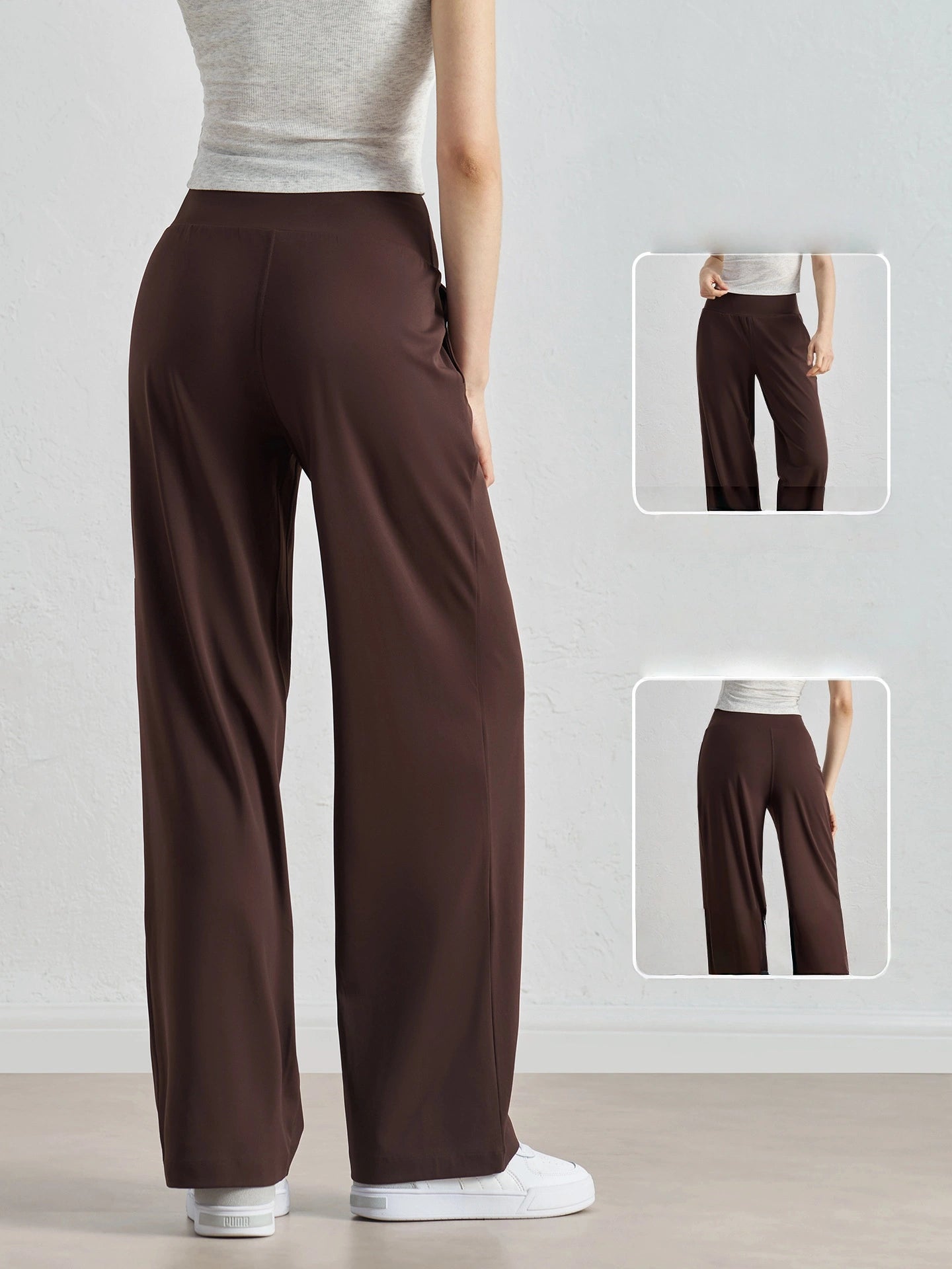 Nude straight-leg yoga pants, long high-waisted loose sweatpants, women's casual fitness quick-drying wide-leg pants