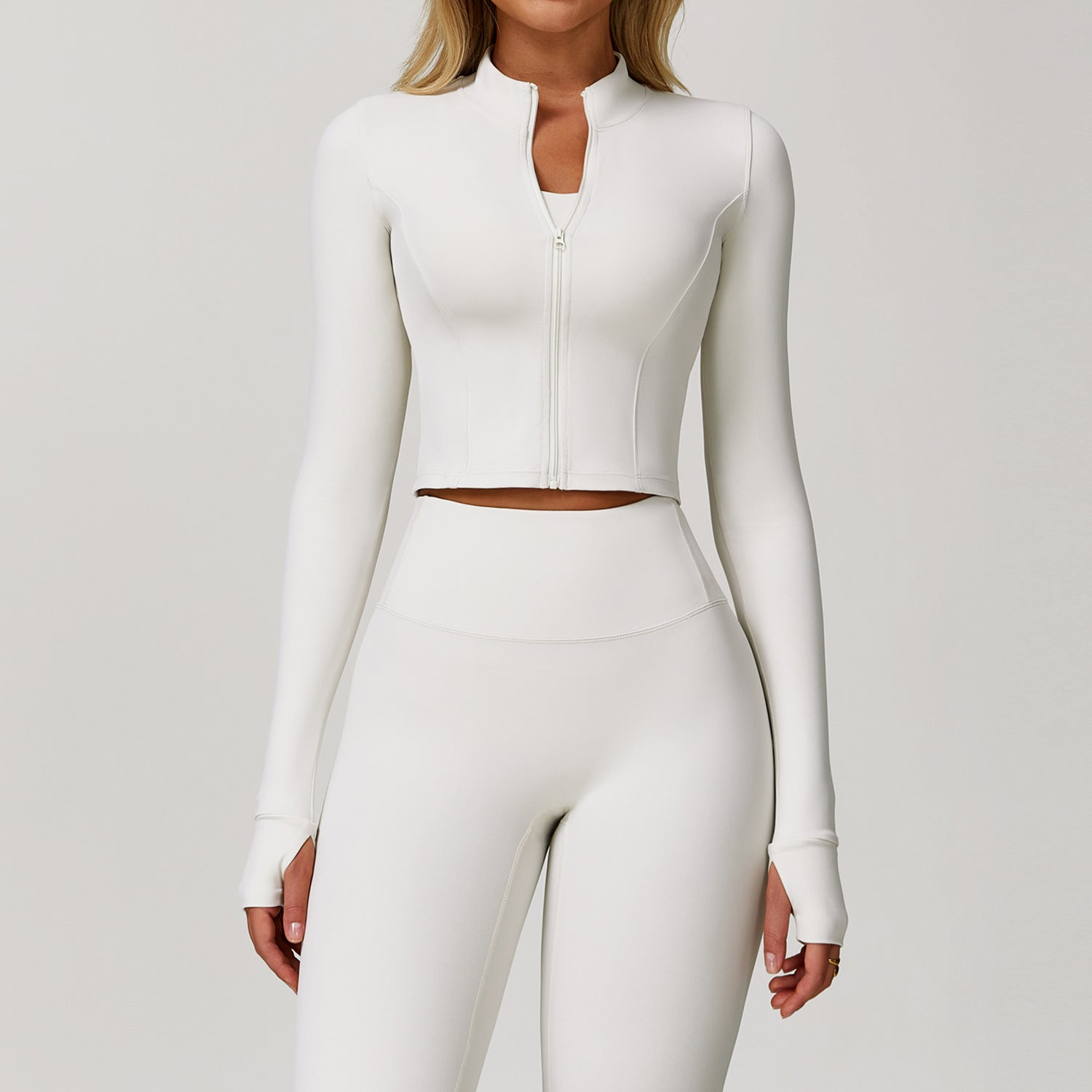 Zipper outdoor running sports yoga jacket slim fitness long sleeve jacket girls quick-drying yoga clothes