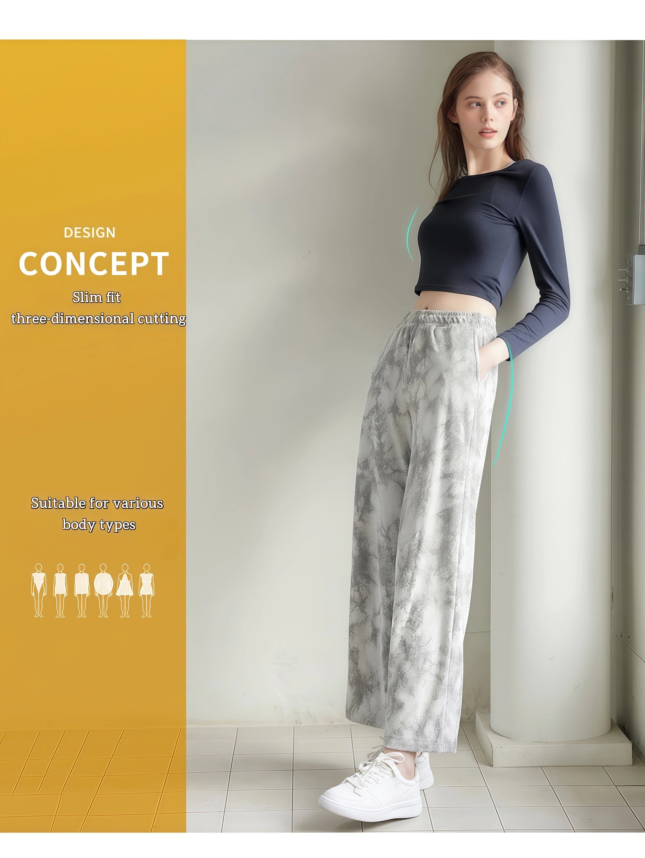 Autumn and winter new yoga clothes wide-leg pants loose casual elastic tie-dye fitness sports straight outdoor running trousers
