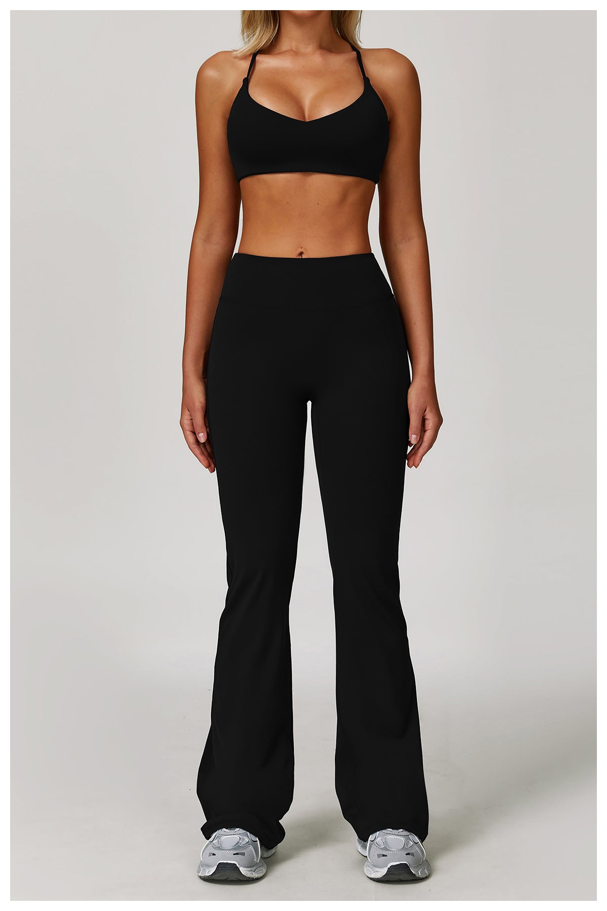 Cross-border brushed high-waist yoga pants tight wide-leg flared pants running sports fitness flared pants