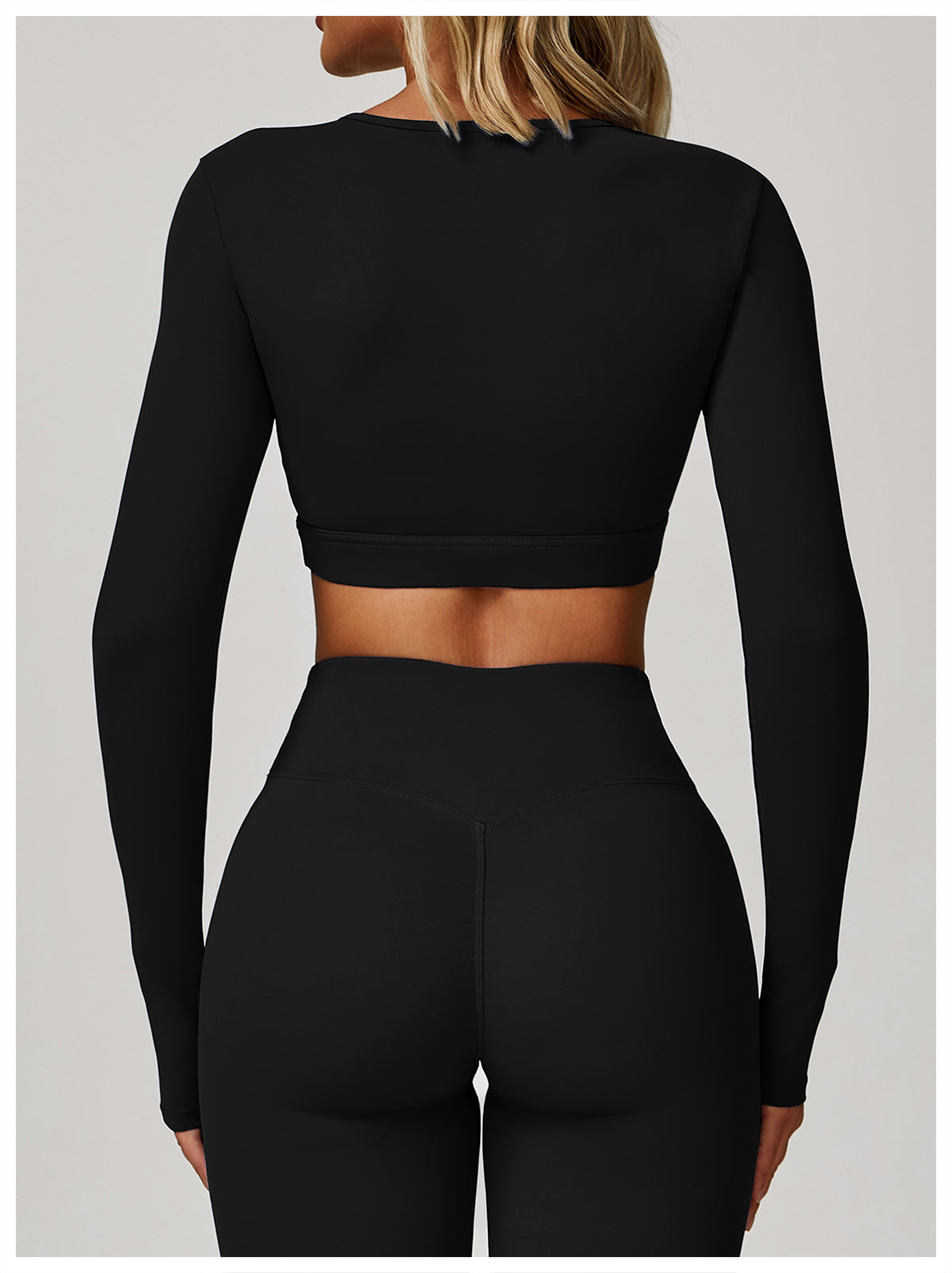 Nude tight yoga long-sleeved shockproof sports hollow T-shirt running fitness yoga top