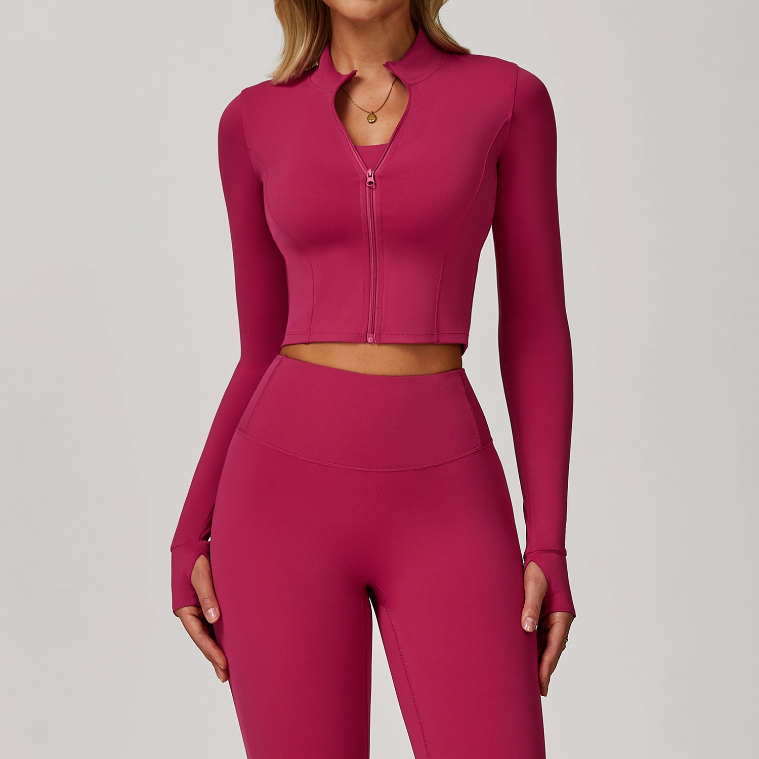 Zipper outdoor running sports yoga jacket slim fitness long sleeve jacket girls quick-drying yoga clothes