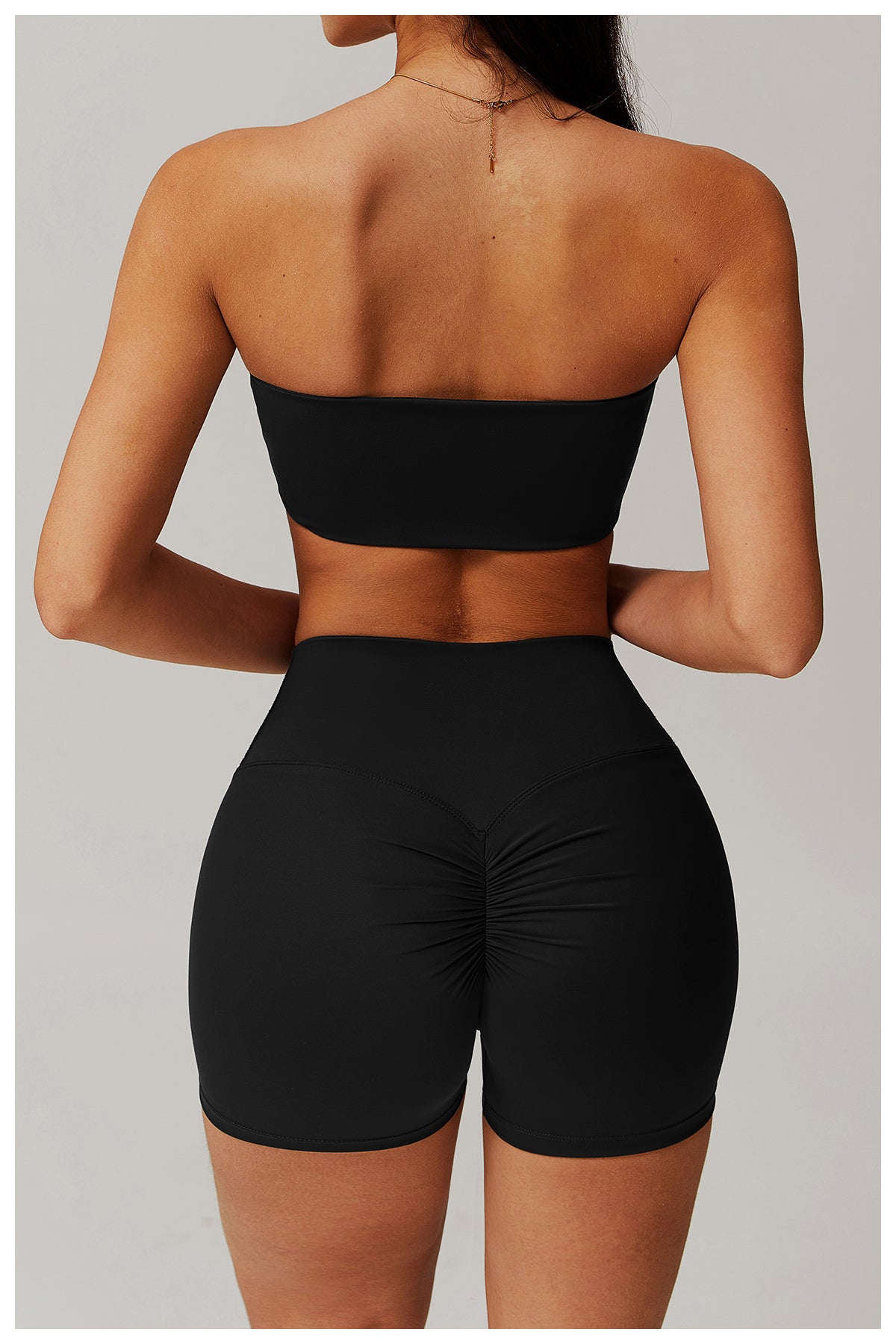 One-piece nude sports bra, anti-exposure tube top, fitness top, tight yoga wear