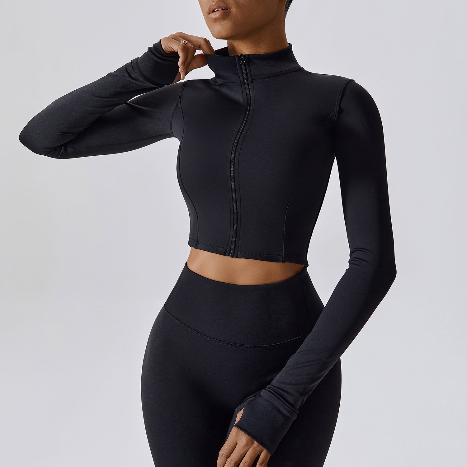 Zipper outdoor running sports yoga jacket slim fitness long sleeve jacket girls quick-drying yoga clothes