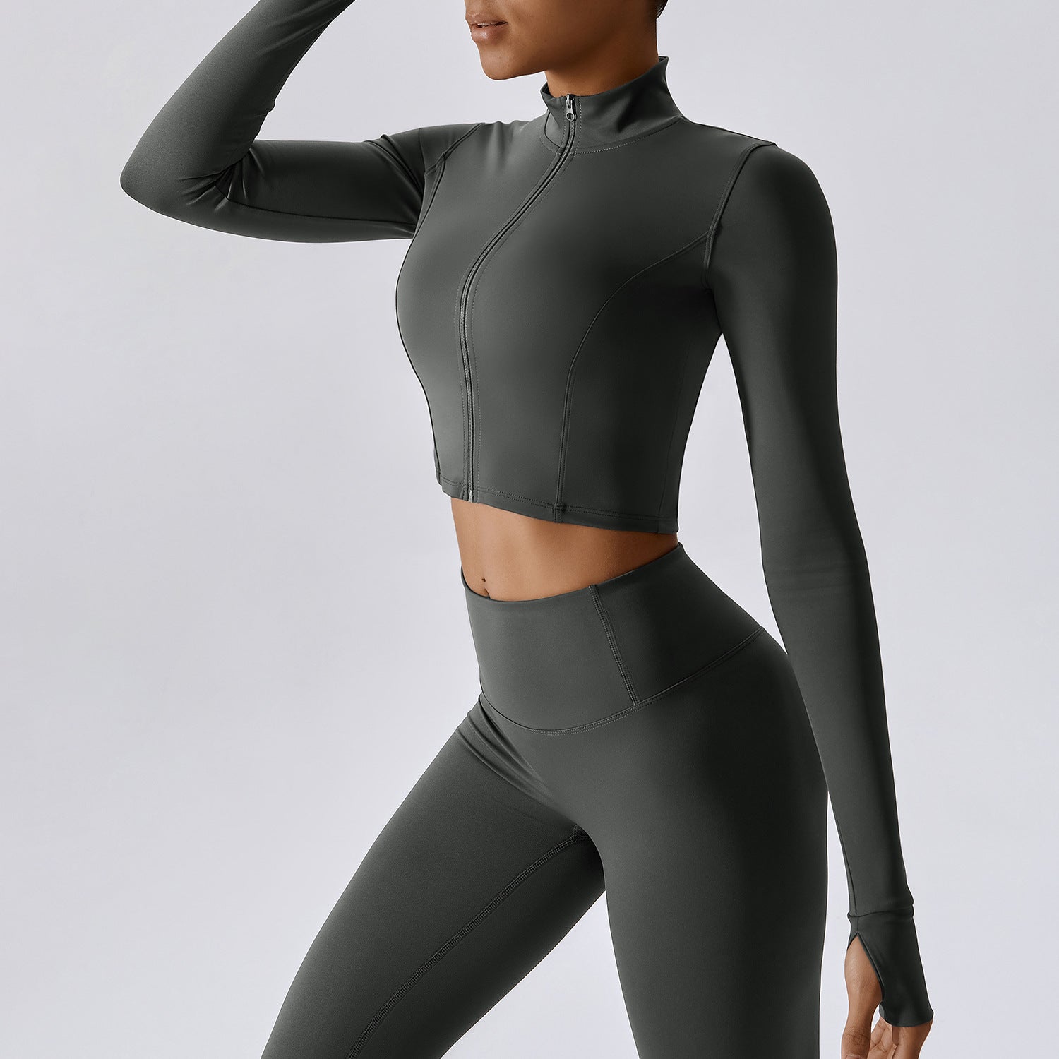Zipper outdoor running sports yoga jacket slim fitness long sleeve jacket girls quick-drying yoga clothes