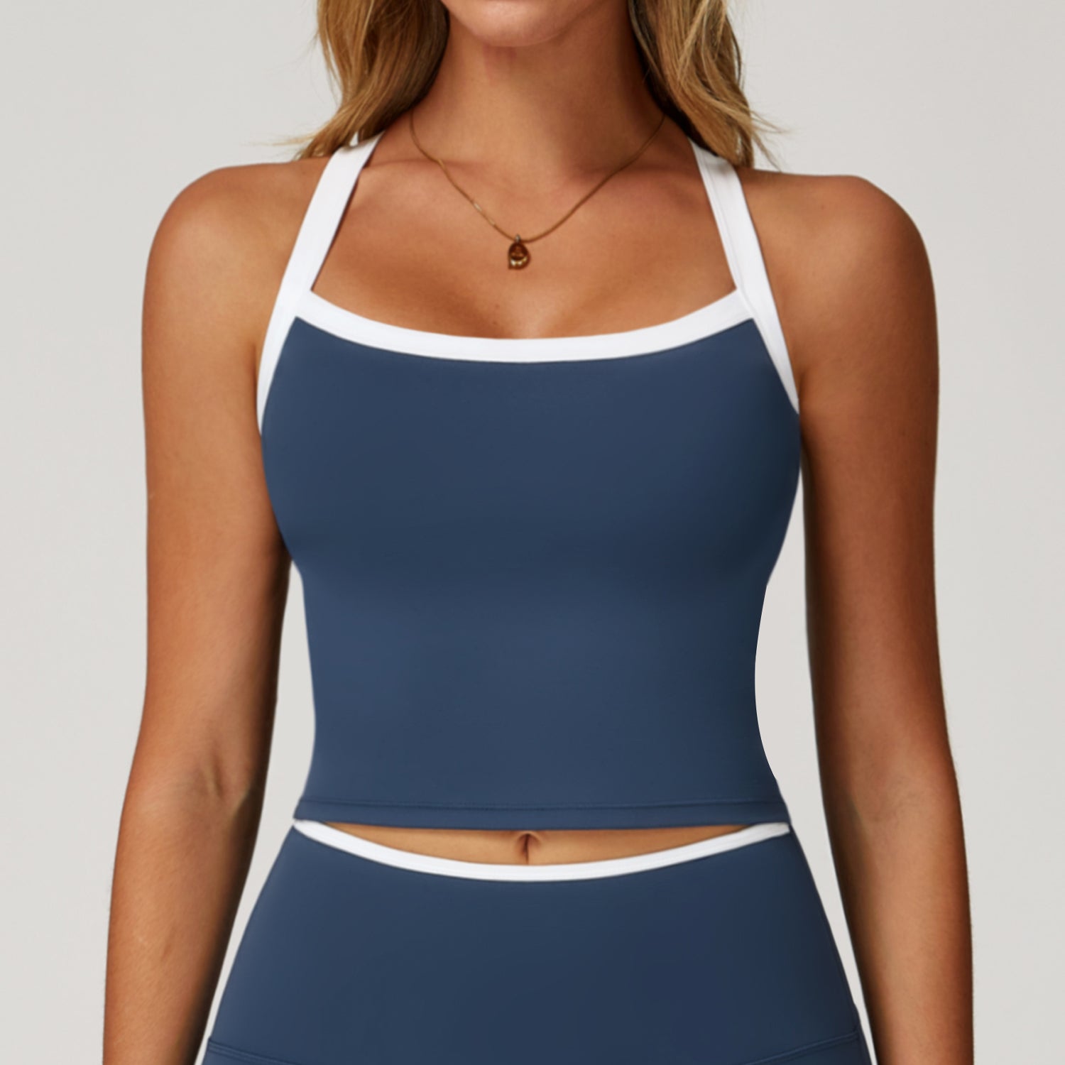 Yoga vest with contrasting colors and hollowed-out back, fitness wear, high-end running sports underwear
