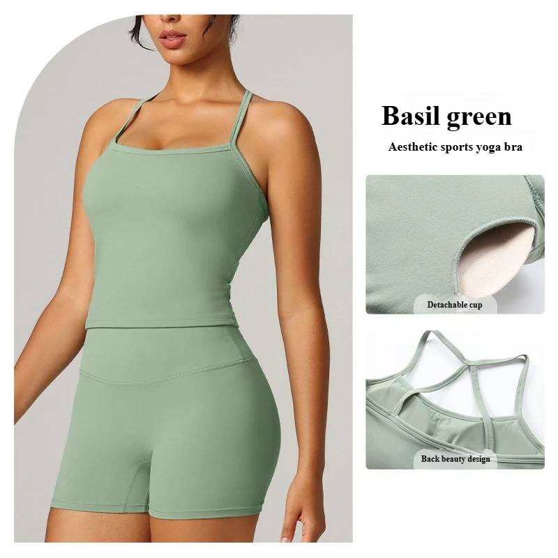 Shockproof sports bras, beautiful straps, chest pads, yoga clothes, Pilates, suspender bras