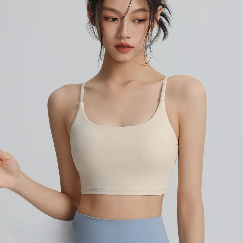 Women's suspender sports bra with chest pads sexy back fitness bra nude wear Pilates yoga wear tops