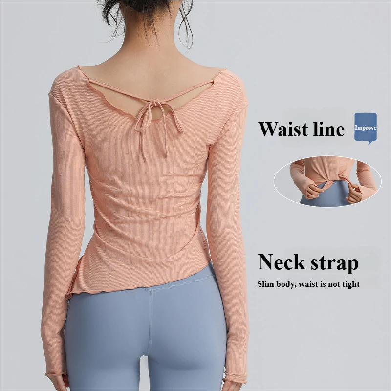 Women's sports tops slim fit casual breathable yoga wear quick-drying running training outer wear fitness long-sleeved T-shirt