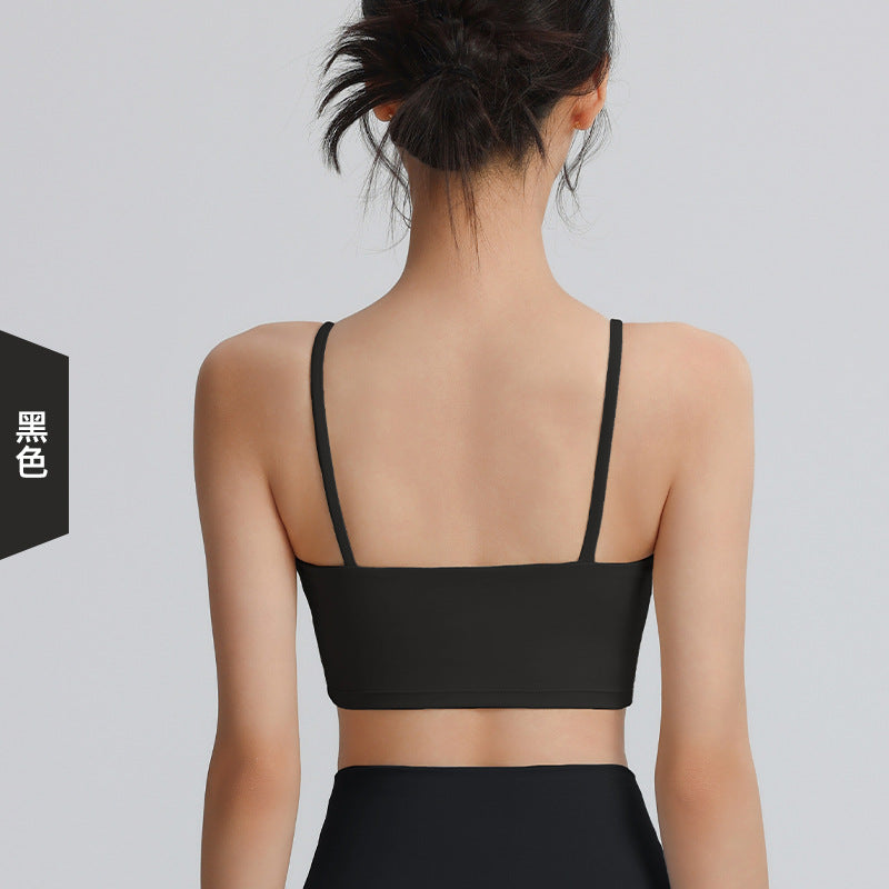 Women's suspender sports bra with chest pads sexy back fitness bra nude wear Pilates yoga wear tops