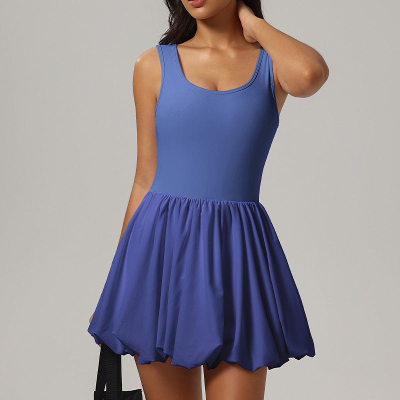 Nude fake two-piece sports dress women's anti-exposure base outdoor running fitness tennis skirt