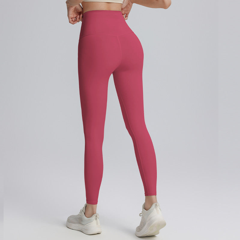 Cropped yoga pants, sports, outdoor high-waisted abdominal fitness, high-elasticity running, yoga clothes, women's summer, light and thin, no embarrassing line