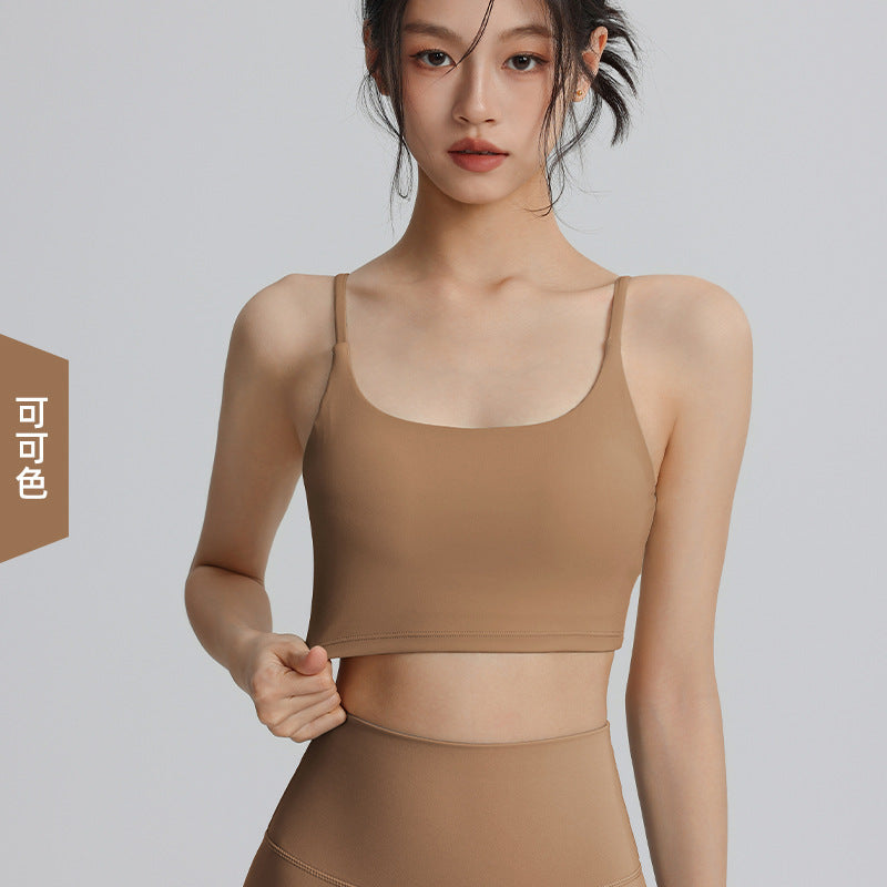 Women's suspender sports bra with chest pads sexy back fitness bra nude wear Pilates yoga wear tops