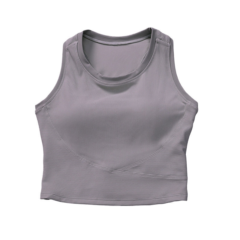Fixed cup sports bra sports outdoor running fitness top with chest pad beautiful back training yoga clothing vest