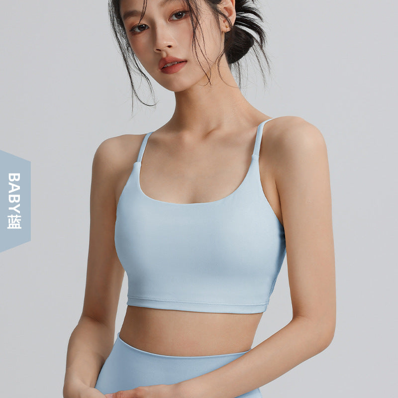 Women's suspender sports bra with chest pads sexy back fitness bra nude wear Pilates yoga wear tops